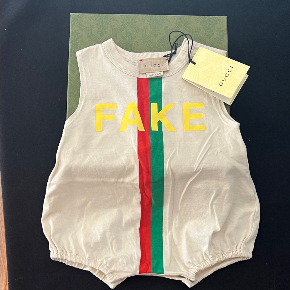 Gucci Infant Romper with Red and Green Stripe